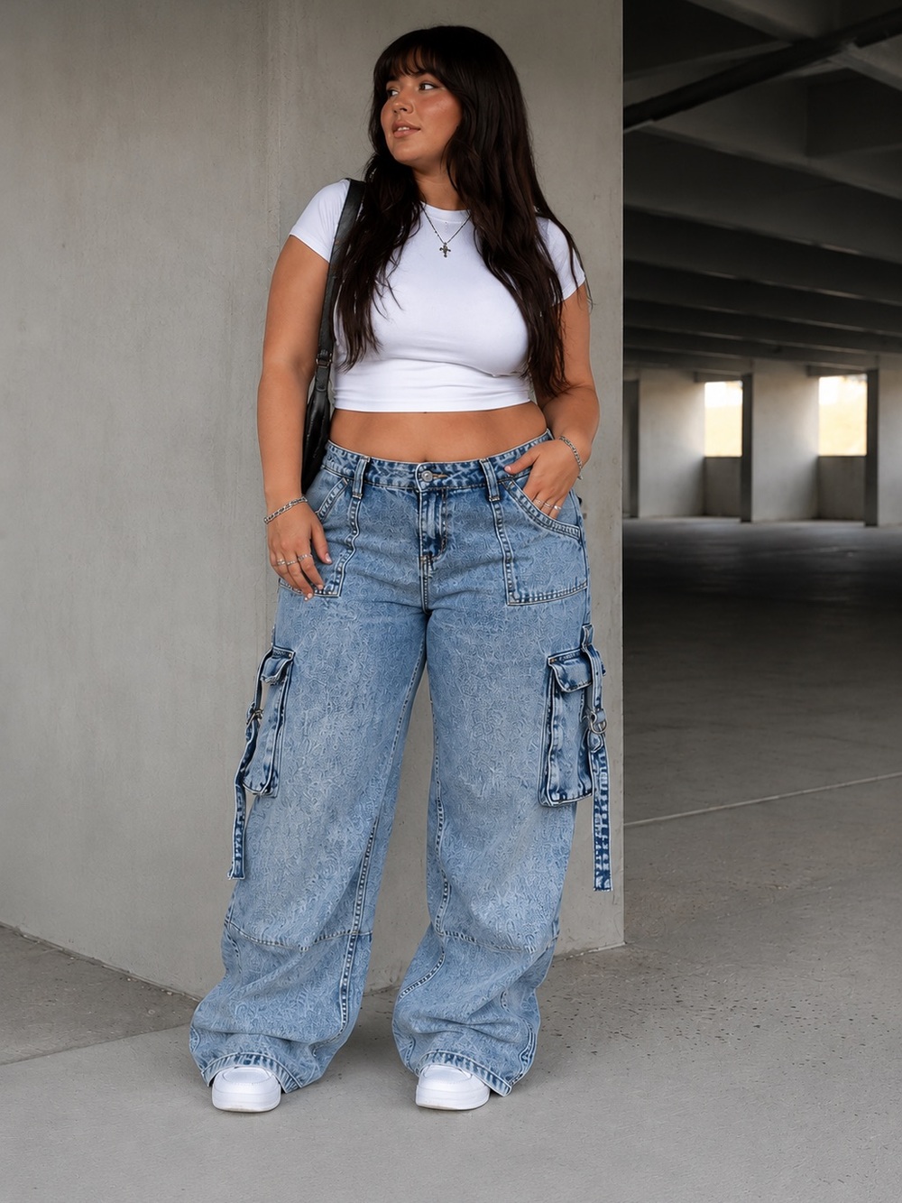 Y2K Your Cute Cargo Jeans Size 11 Wide Leg Skater‎ Denim Streetwear Utility